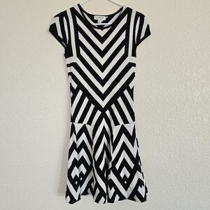 5 Twelve Black/White Patterned Kint Midi Dress (S)